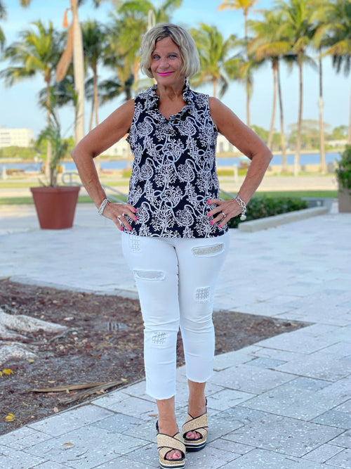 NAUTICAL LANE SLEEVELESS RUFFLE