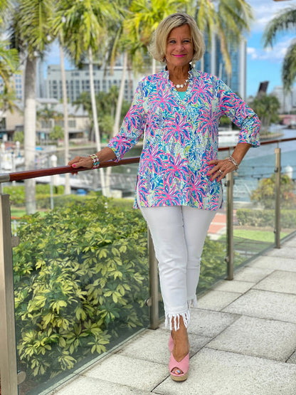 PINK PALM TREE BEACH TUNIC