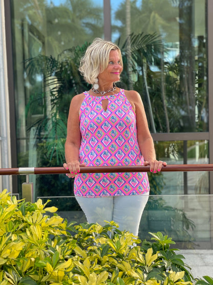 PALM TREE SIESTA KEYHOLE TOP