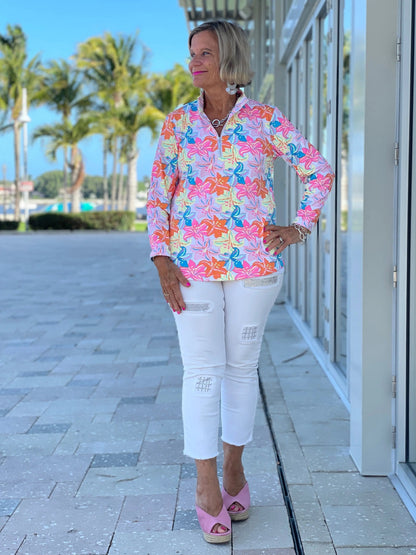 PALM BEACH GARDEN ZIPPER TOP
