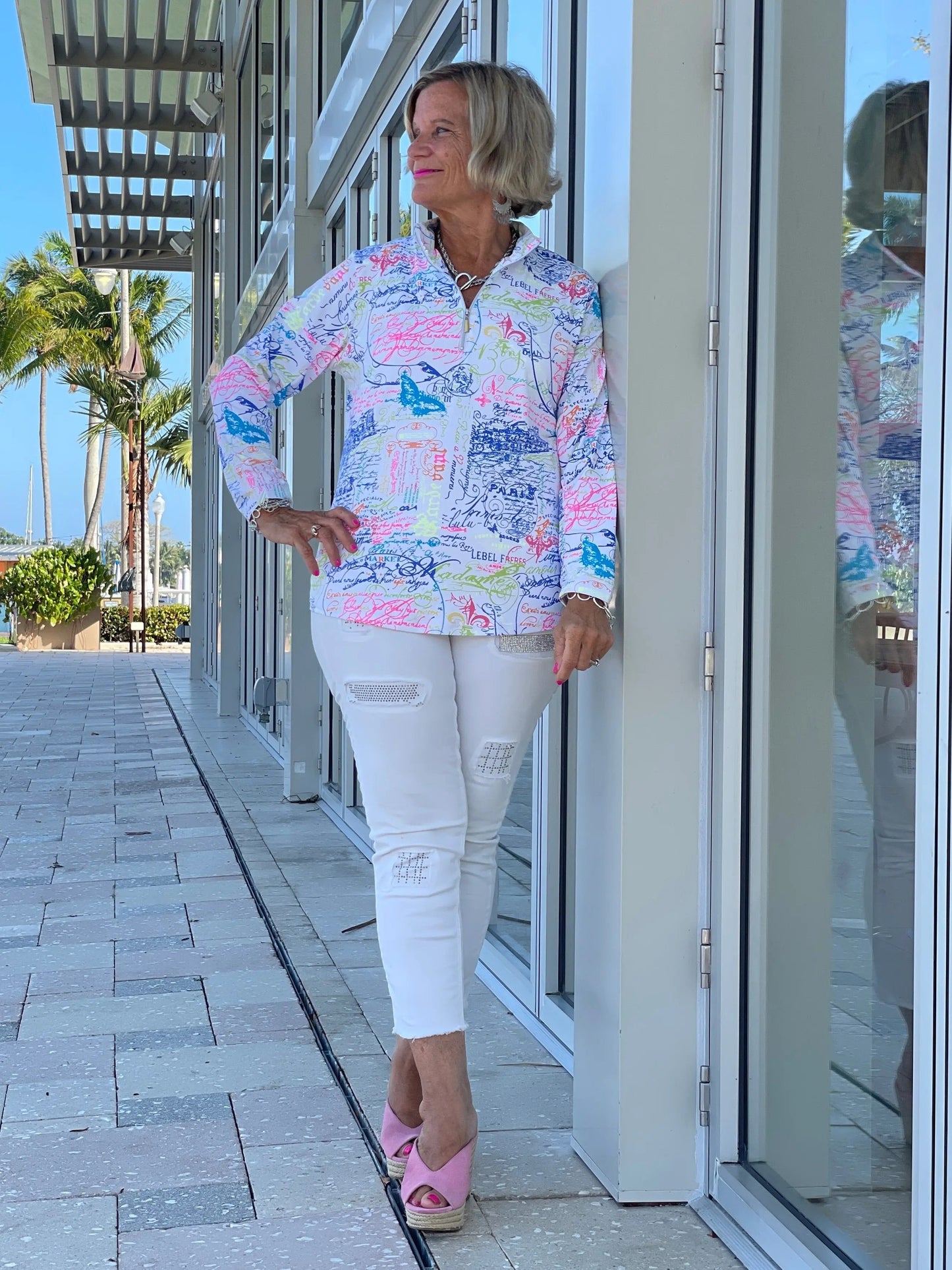 POST CARDS OF LOVE ZIPPER TOP