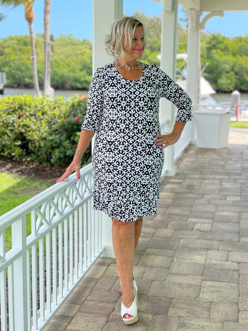 NAPLES DAY RUFFLE SLEEVE DRESS