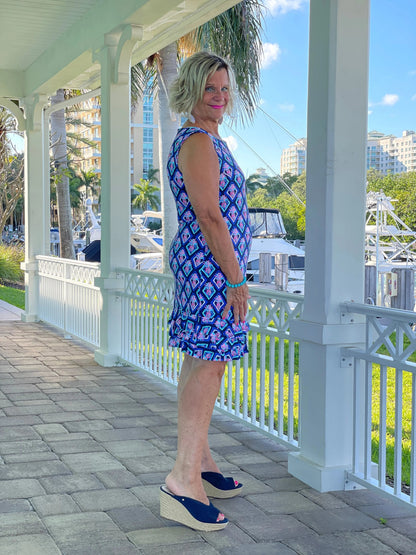 PINEAPPLE VACA SHIFT RUFFLE DRESS