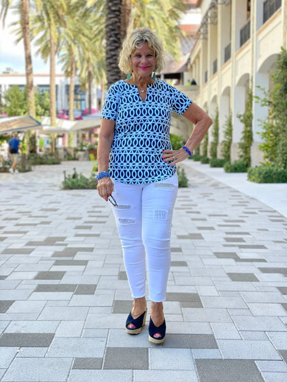 MELINA BLUE SHORT SLEEVE