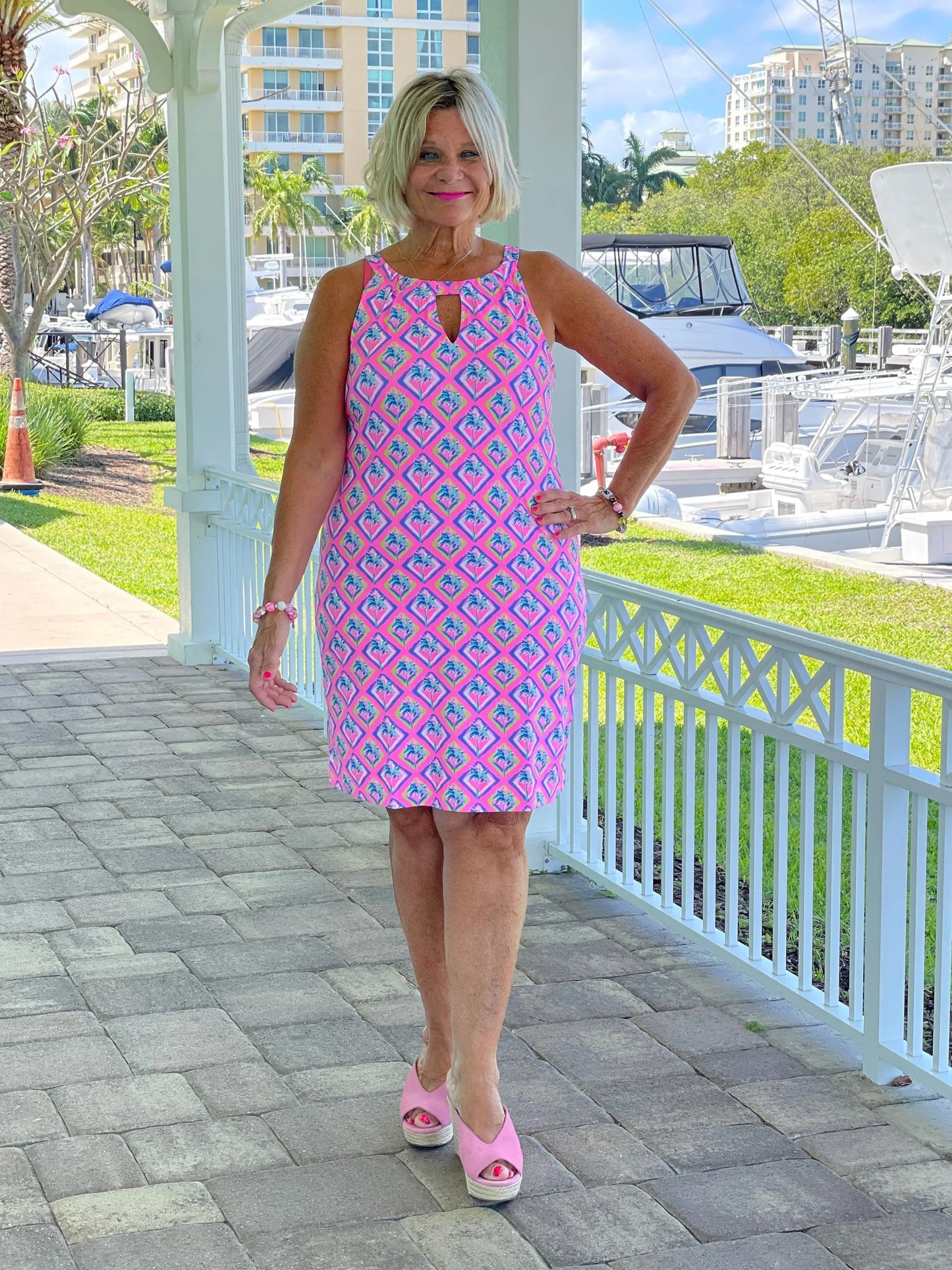 PALM TREE SIESTA KEYHOLE DRESS