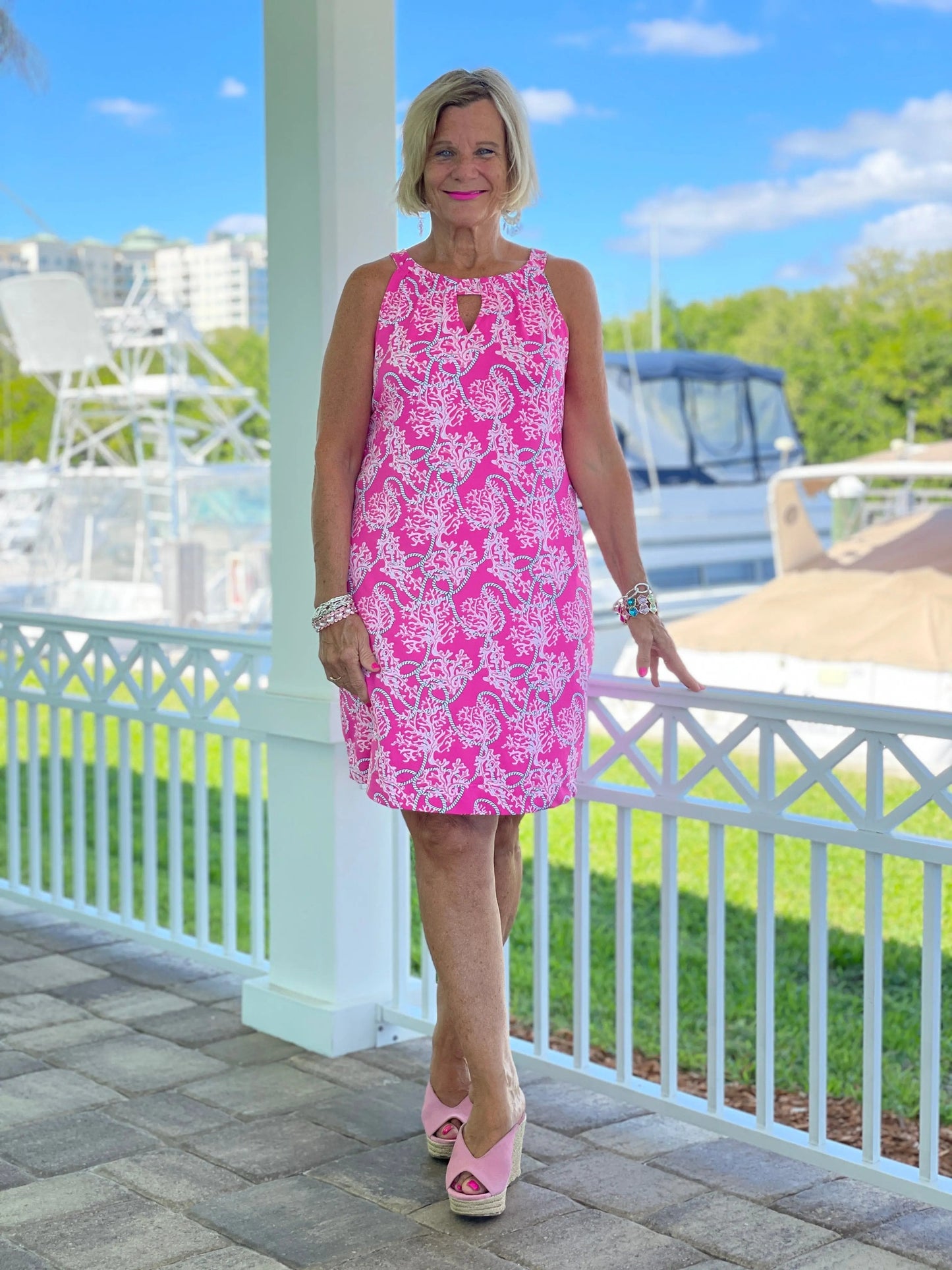 PINK LANE KEYHOLE DRESS