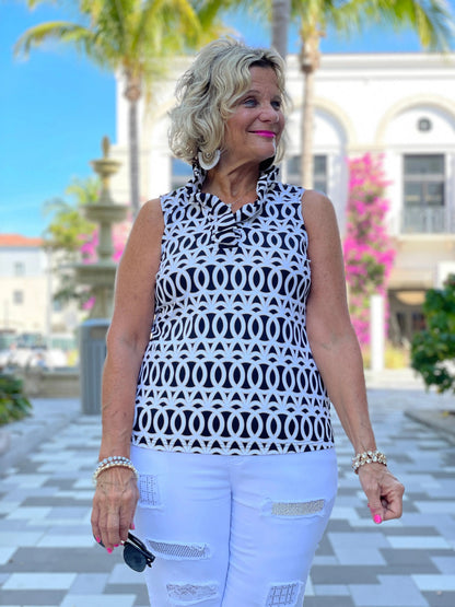 SANDBAR SLEEVELESS RUFFLE TOP