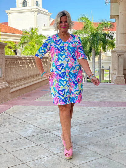 SECRET LOVE HEARTS ELBOW DRESS