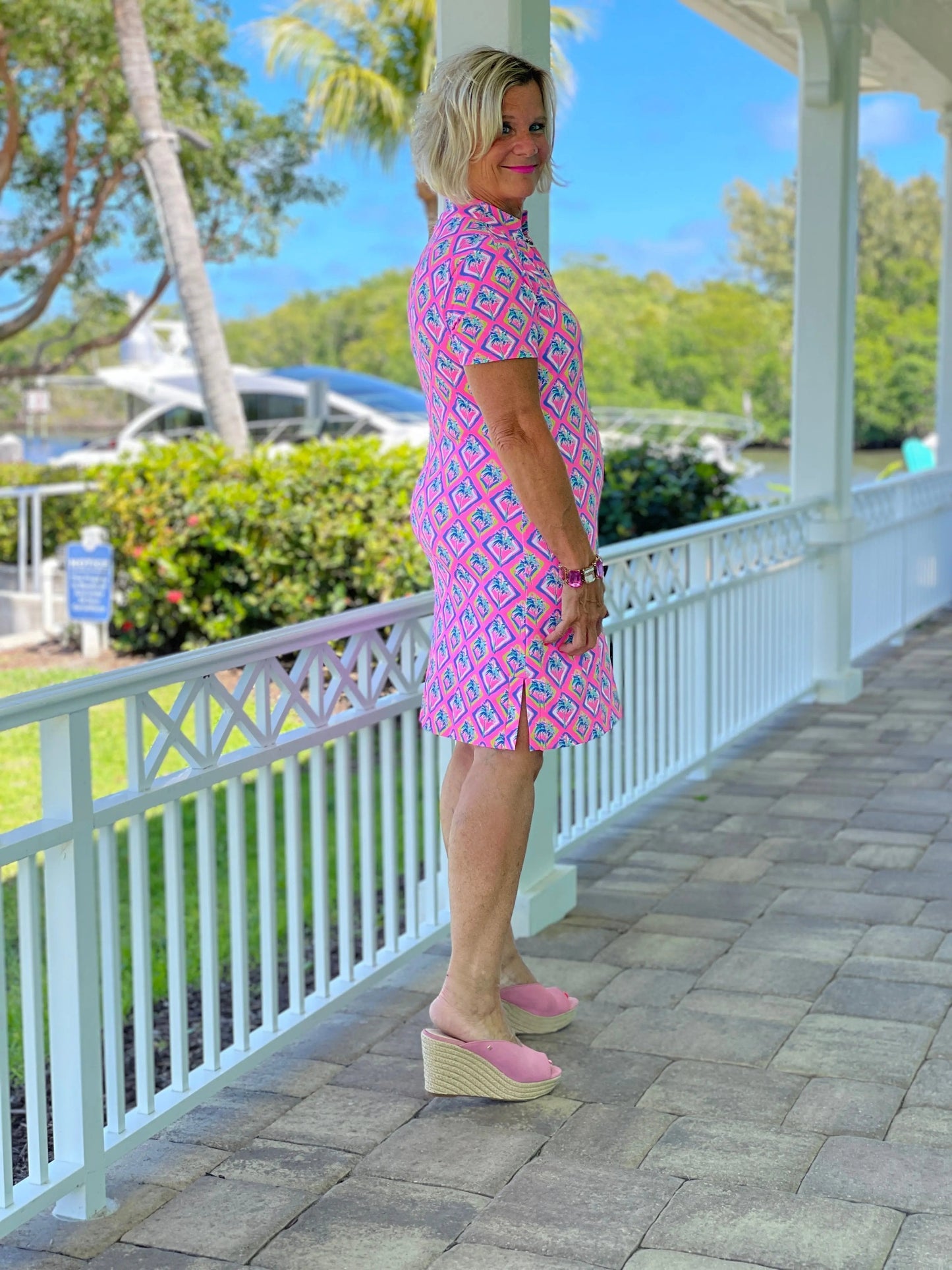 PALM TREE SIESTA SHORT SLEEVE DRESS