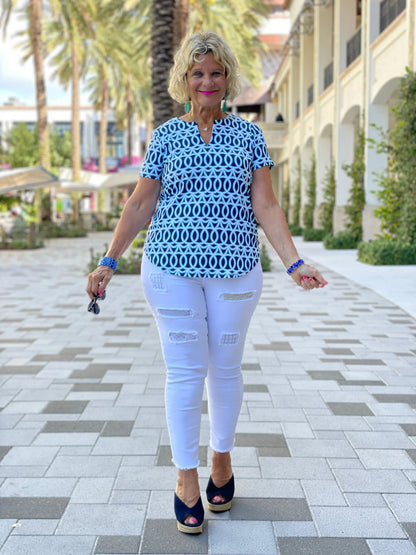 MELINA BLUE SHORT SLEEVE