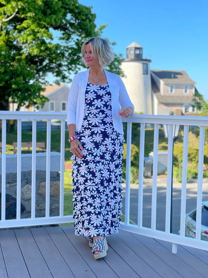 NAVY DAISY MAXI CHA CHA DRESS