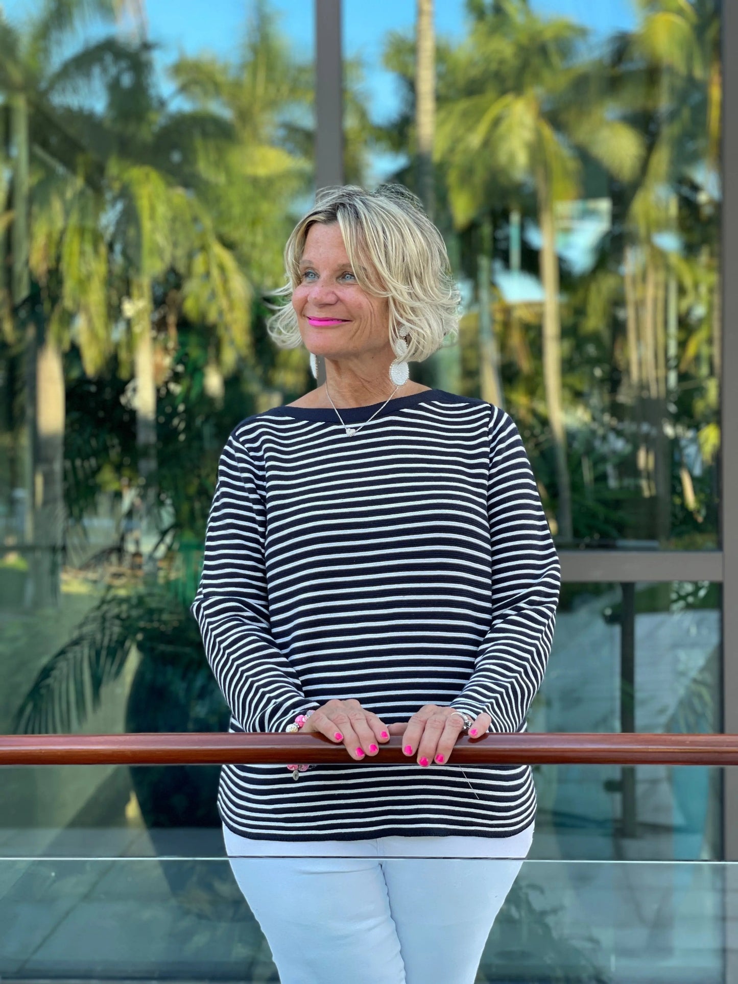 NAVY STRIPE BOATNECK SWEATER
