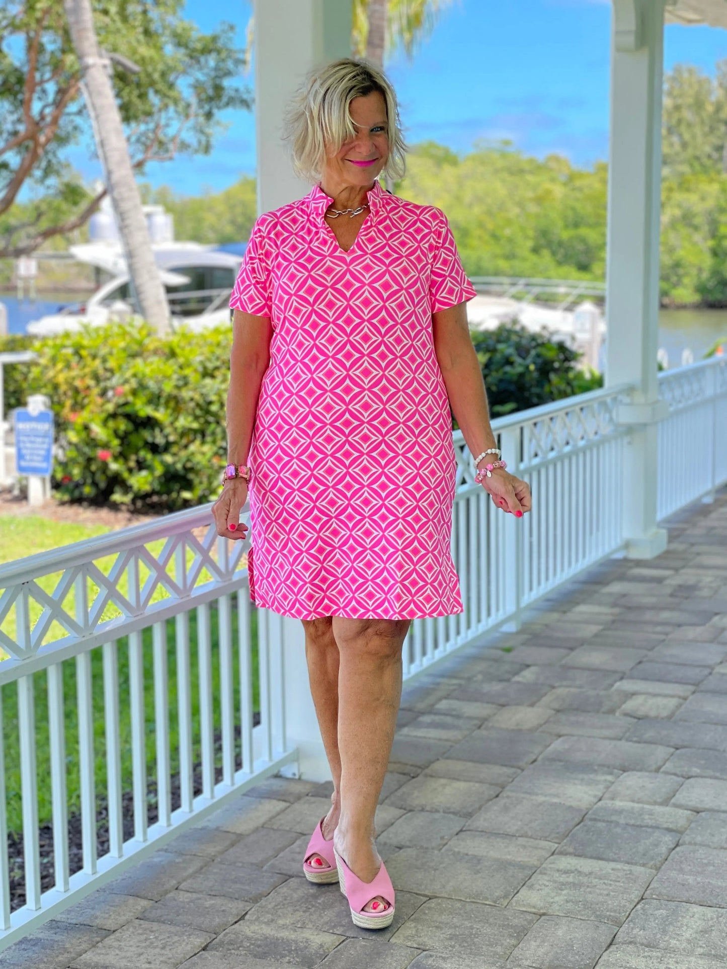 PINK DIAMONDS SHORT SLEEVE DRESS
