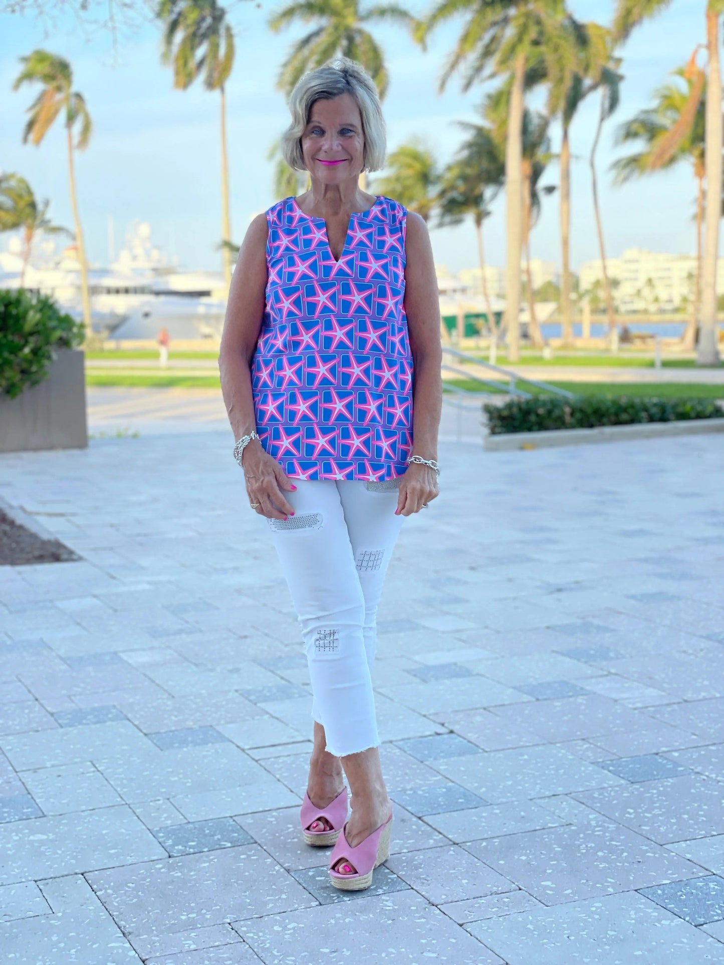PINK STARFISH BEACH SLEEVELESS