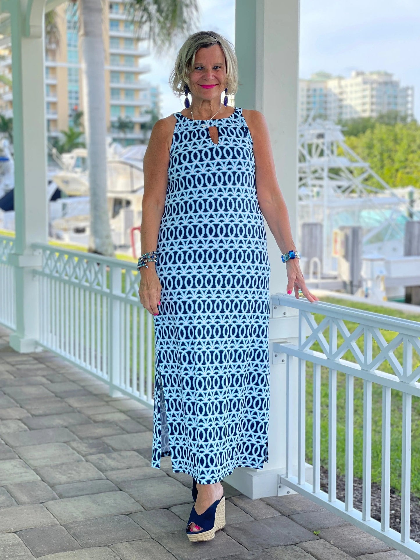 MELINA BLUE KEYHOLE MAXI