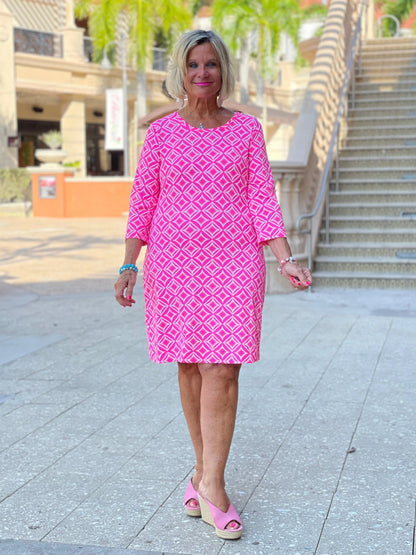 PINK DIAMONDS SLEEVE DRESS