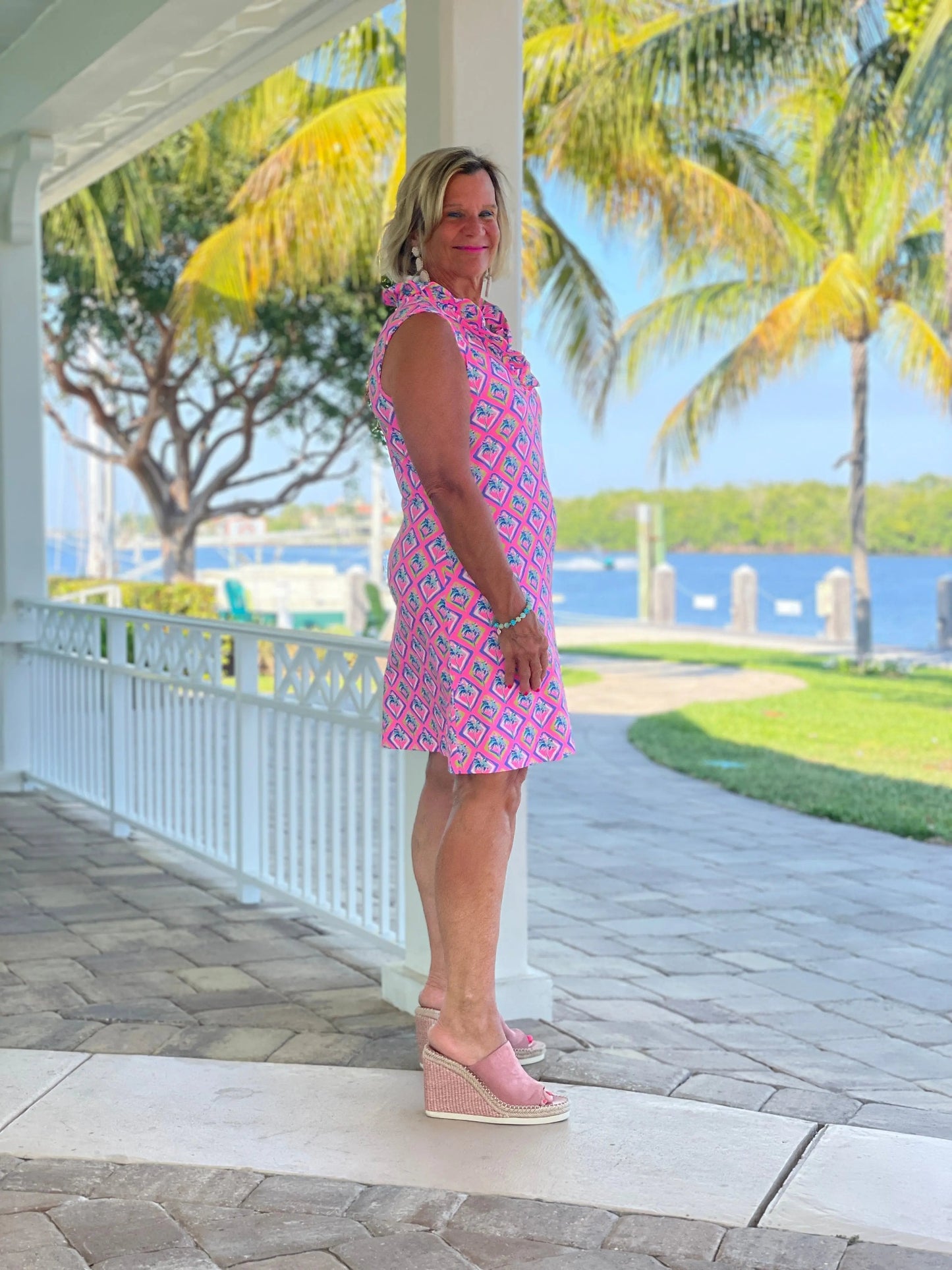 PALM TREE SIESTA RUFFLE DRESS