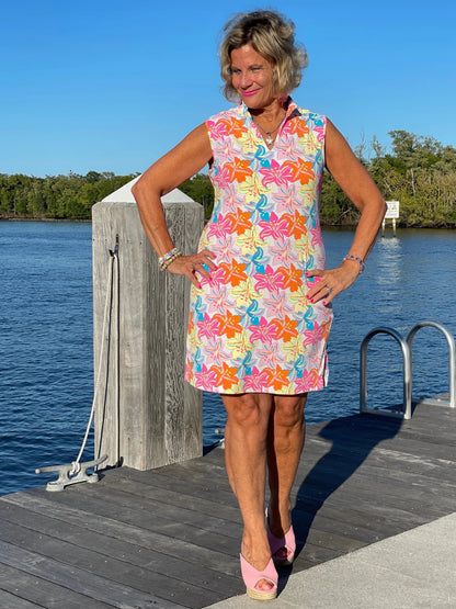 PALM BEACH GARDEN COLLAR DRESS