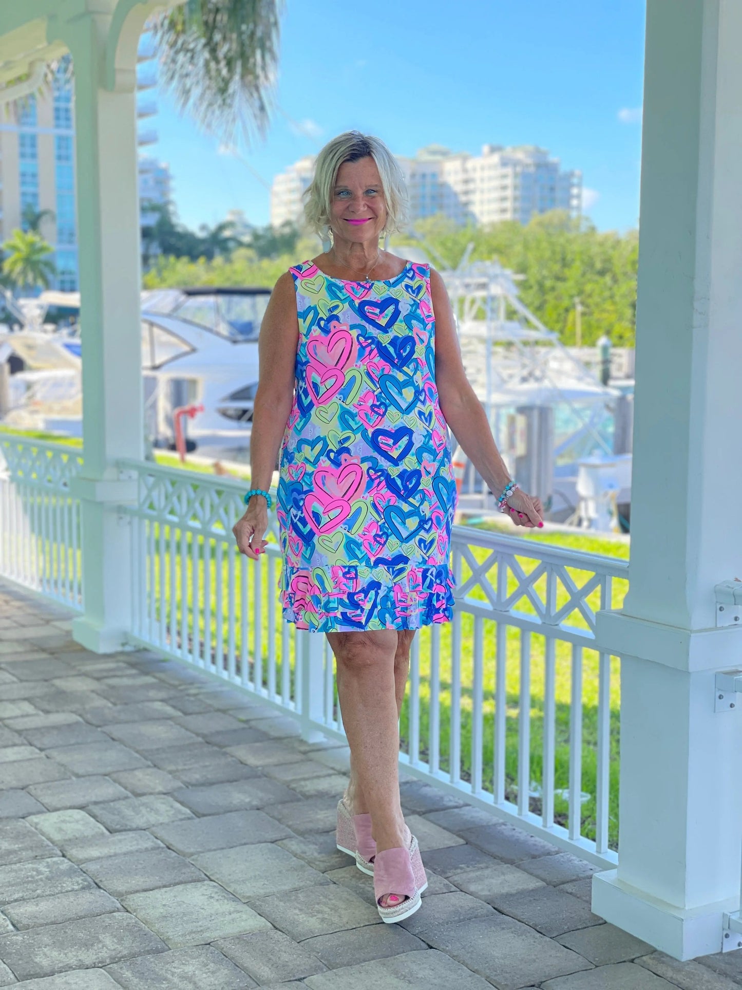 SECRET LOVE HEART SHIFT RUFFLE DRESS