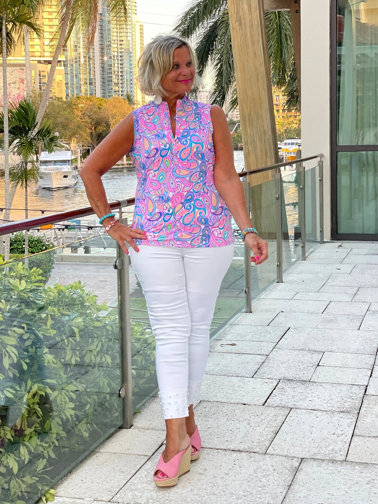 Paisley Sleeveless Zipper