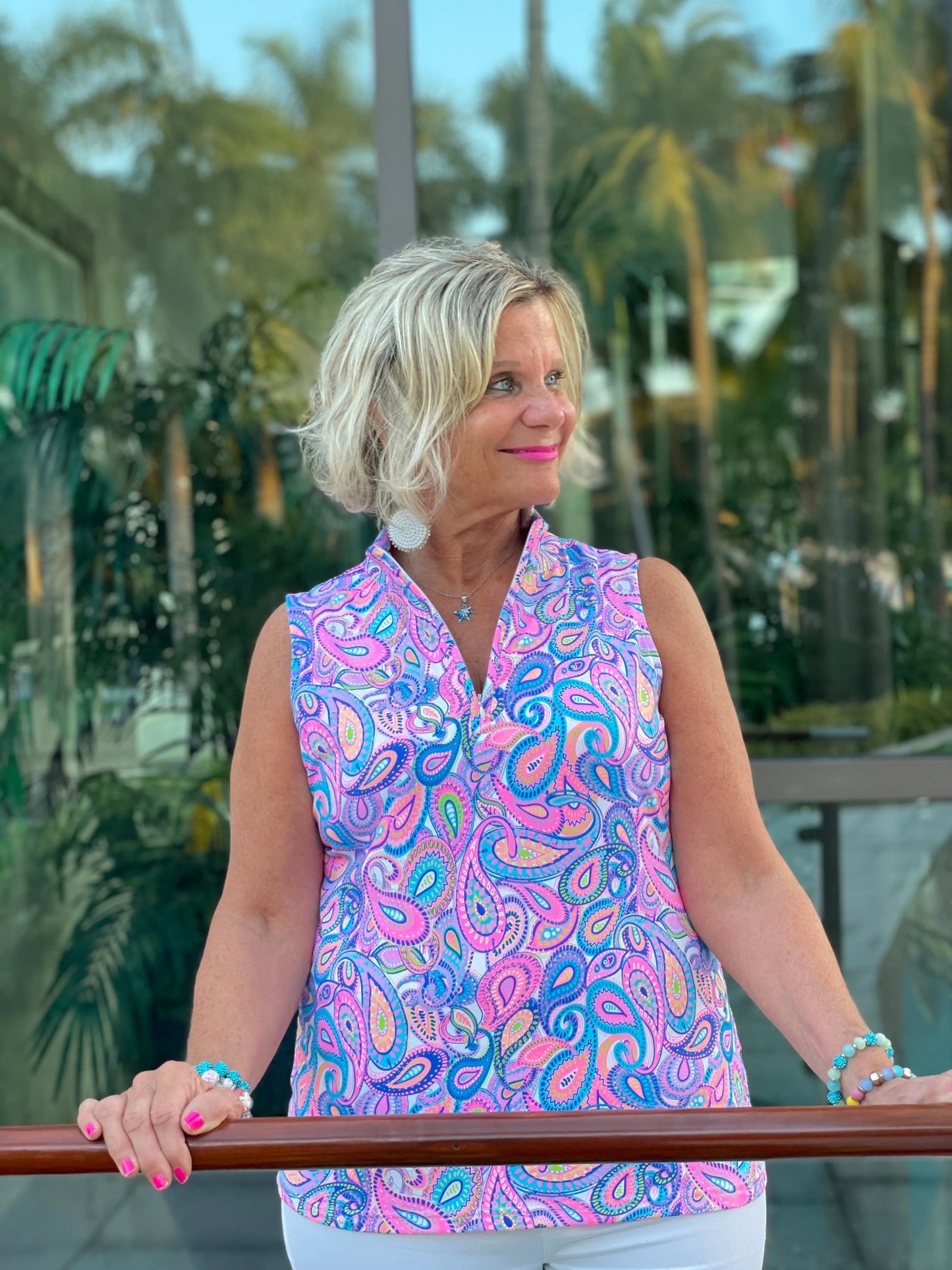 Paisley Sleeveless Zipper