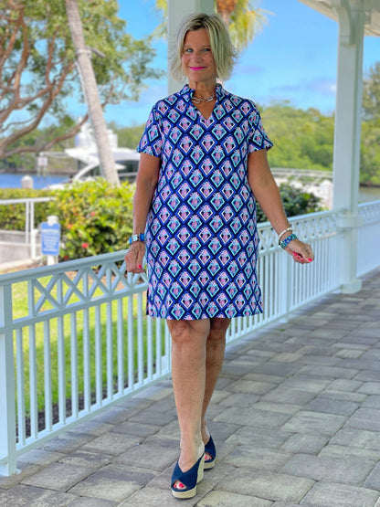PINEAPPLE VACA SHORT SLEEVE DRESS