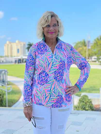 PINK PINEAPPLE DREAM ZIPPER TOP