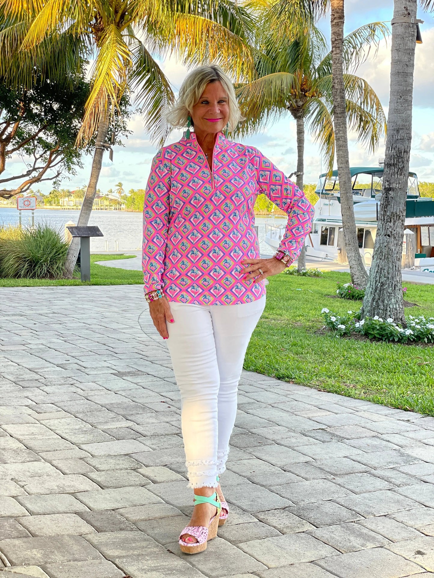PALM TREE SIESTA HALF ZIPPER