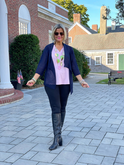 NAVY MESH RUFFLE WRAP