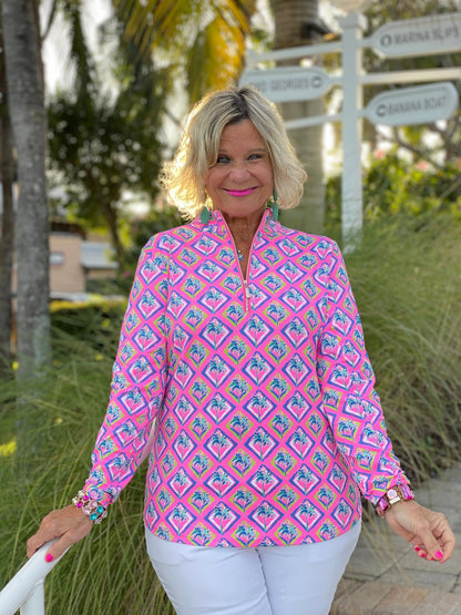 PALM TREE SIESTA HALF ZIPPER
