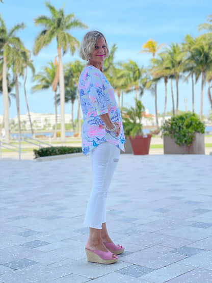 POST CARDS OF LOVE ASYMMETRIC TOP