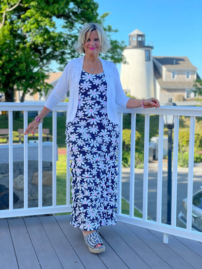NAVY DAISY MAXI CHA CHA DRESS