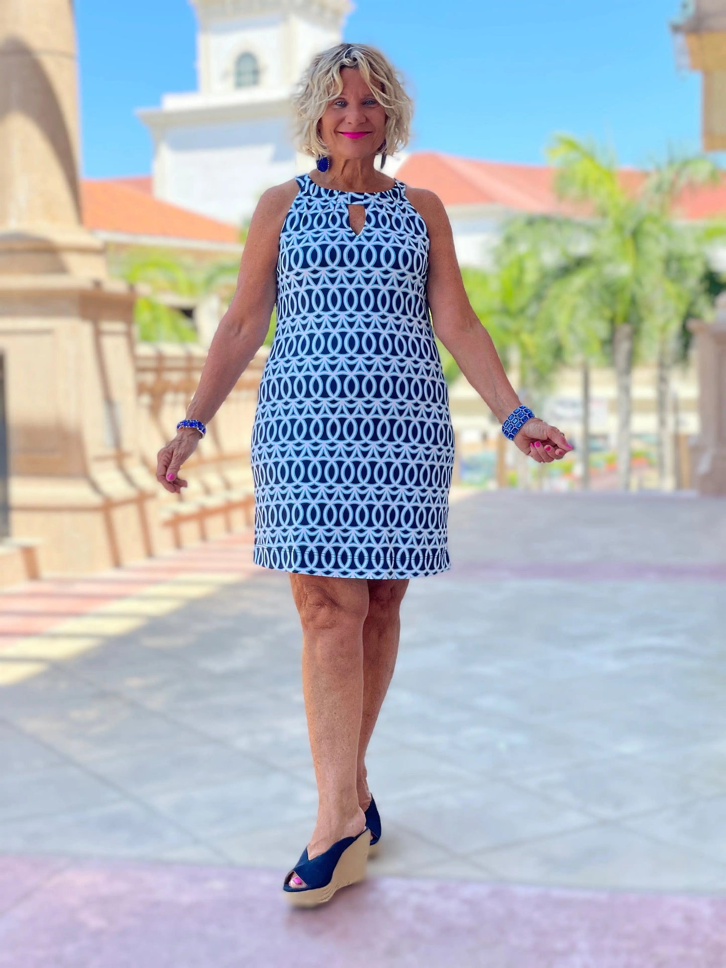 MELINA BLUE KEYHOLE DRESS