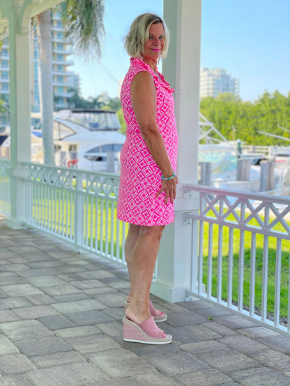 PINK DIAMONDS RUFFLE DRESS