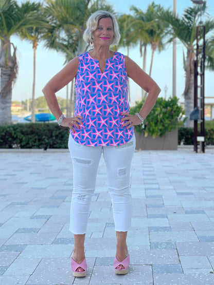 PINK STARFISH BEACH SLEEVELESS