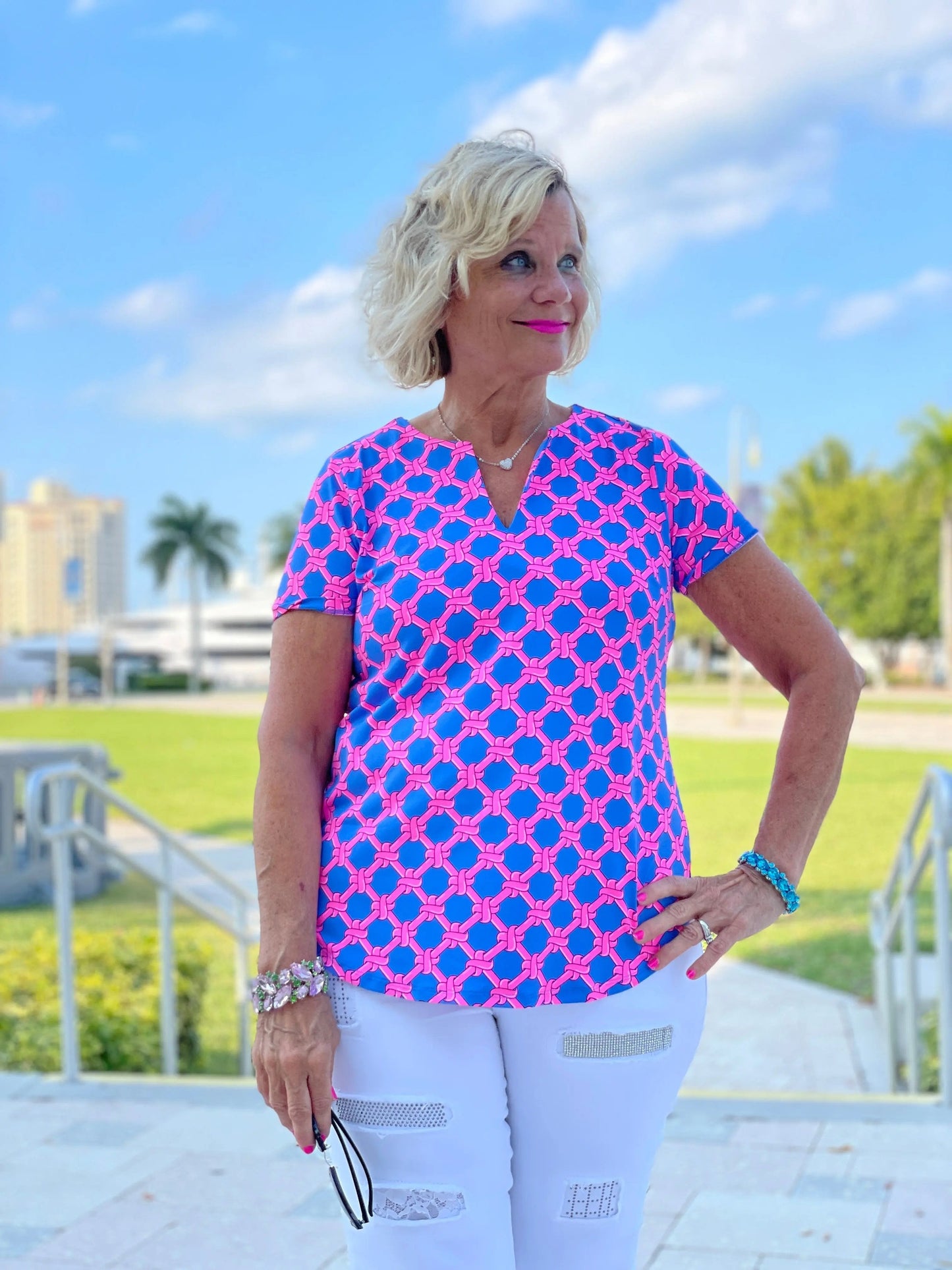 PINK SPADE SHORT SLEEVE TOP