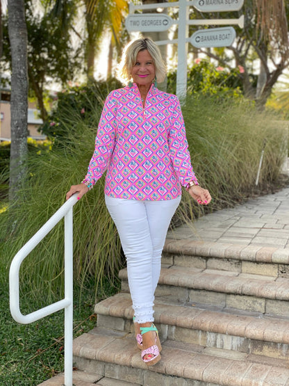 PALM TREE SIESTA HALF ZIPPER