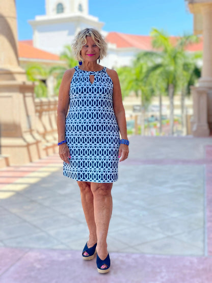 MELINA BLUE KEYHOLE DRESS