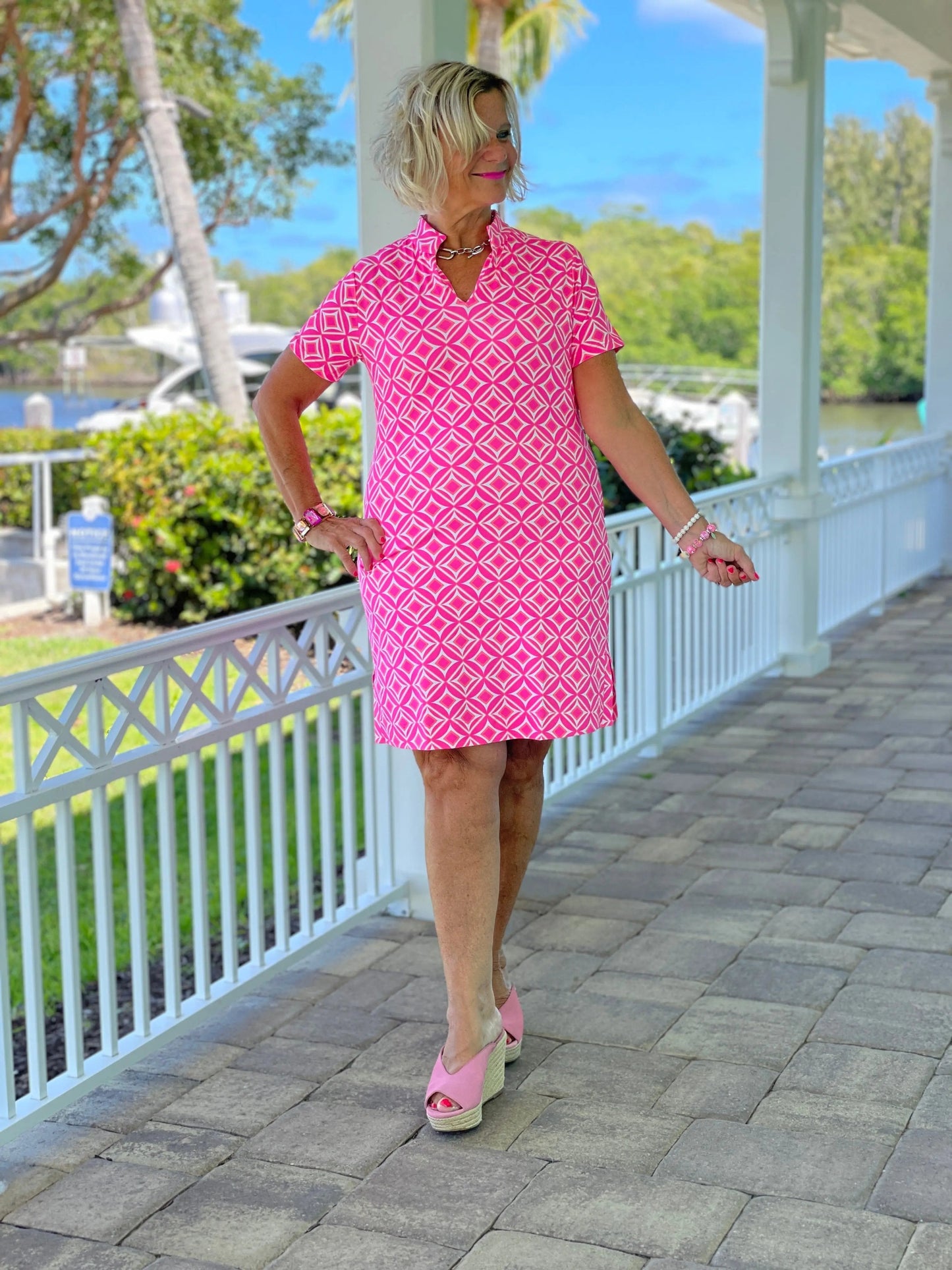 PINK DIAMONDS SHORT SLEEVE DRESS