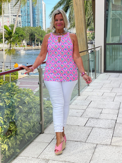 PALM TREE SIESTA KEYHOLE TOP