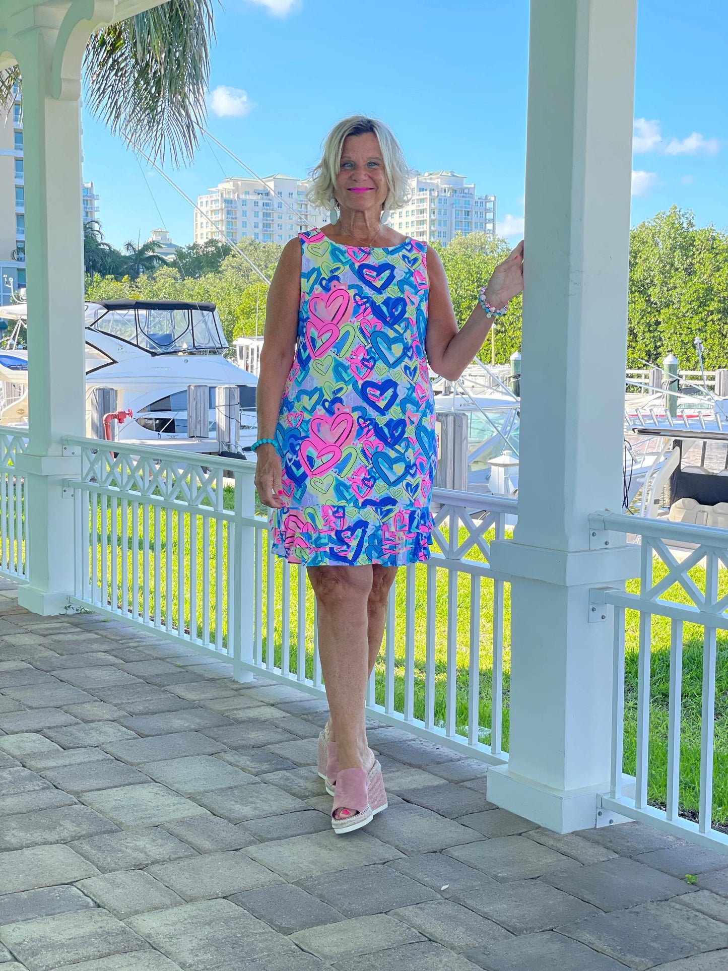 SECRET LOVE HEART SHIFT RUFFLE DRESS