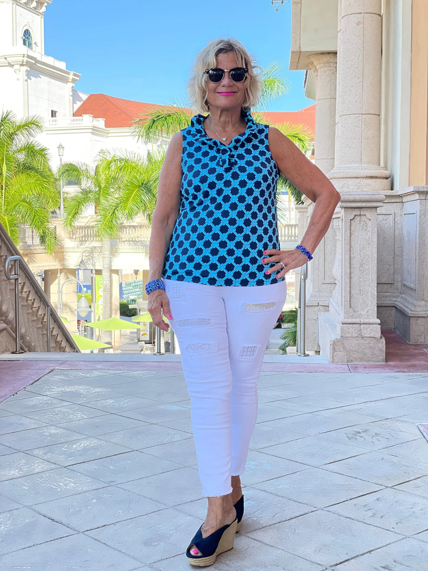 SEASIDE BLUE SLEEVELESS RUFFLE