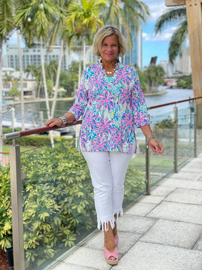 PINK PALM TREE BEACH TUNIC