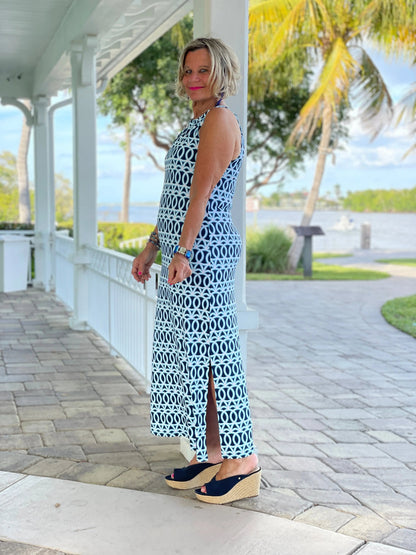 MELINA BLUE KEYHOLE MAXI