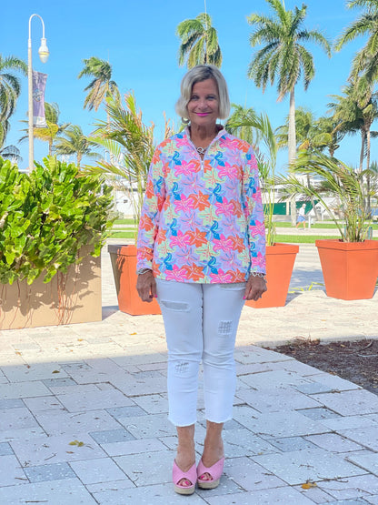 PALM BEACH GARDEN ZIPPER TOP