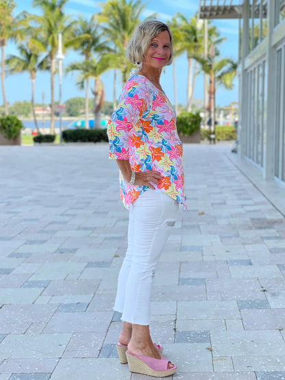 PALM BEACH GARDEN 3/25 RUFFLE TOP