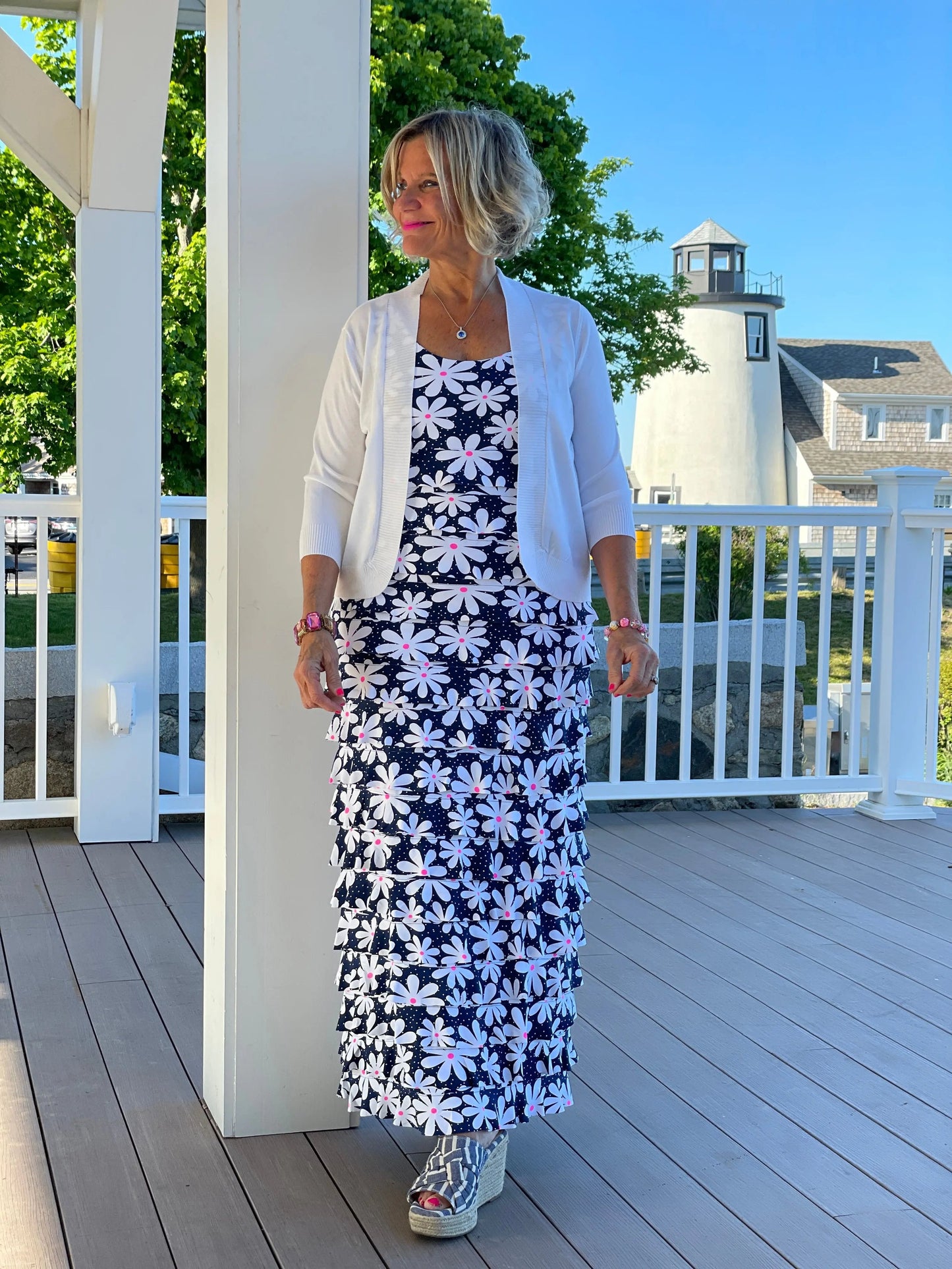 NAVY DAISY MAXI CHA CHA DRESS