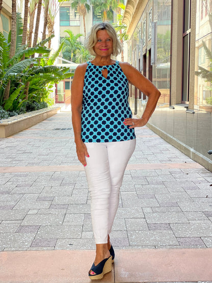 SEASIDE BLUE  KEYHOLE TOP