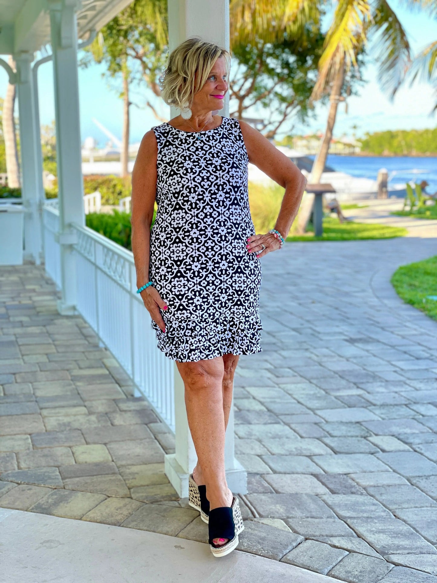 NAPLES DAY SHIFT RUFFLE DRESS