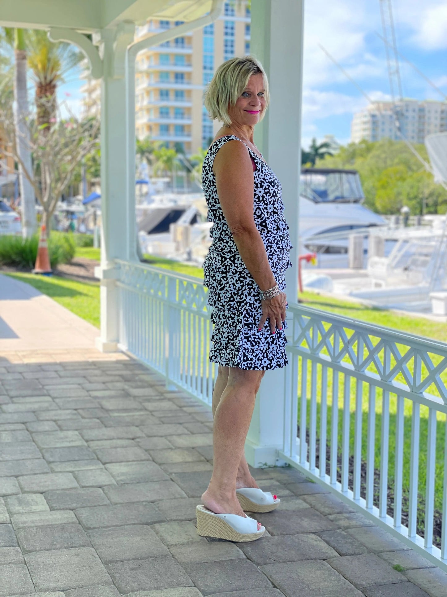 NAPLES DAY LAYERED RUFFLE DRESS